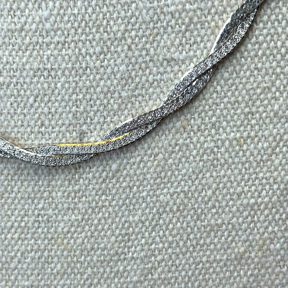 Vintage Sterling Silver Twisted Braid Herringbone Necklace